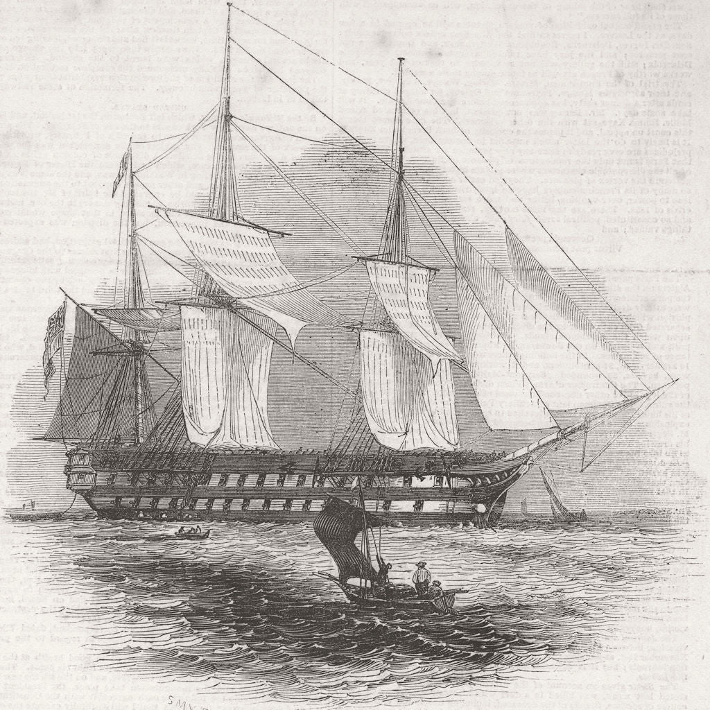 SHIPS. H M S Collingwood 1845 old antique vintage print picture